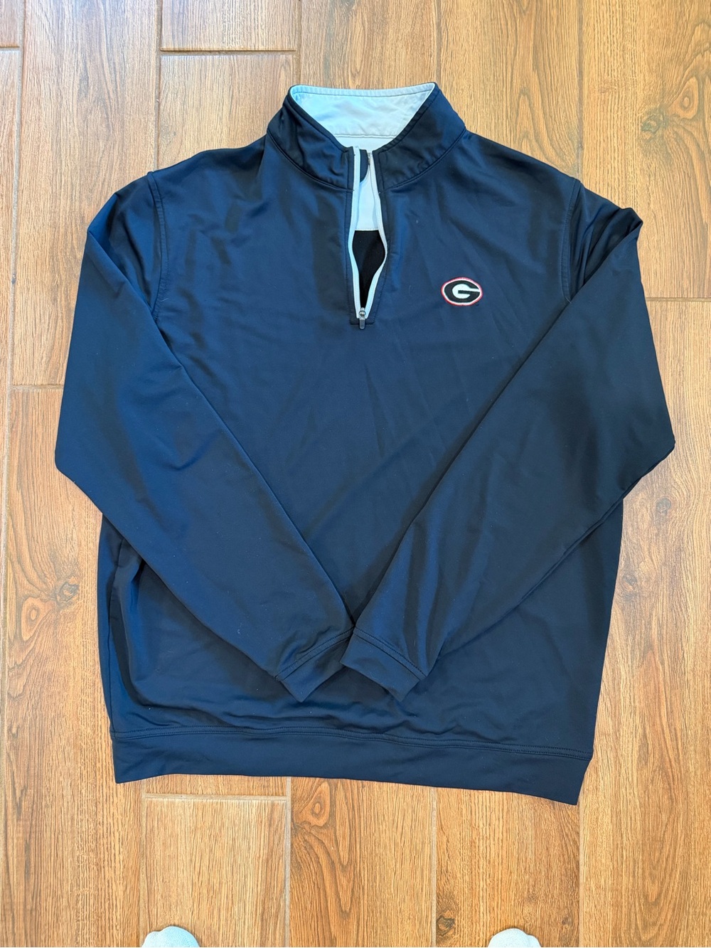 Peter Millar summer comfort Black Quarter-Zip Pullover UGA bulldogs / men large